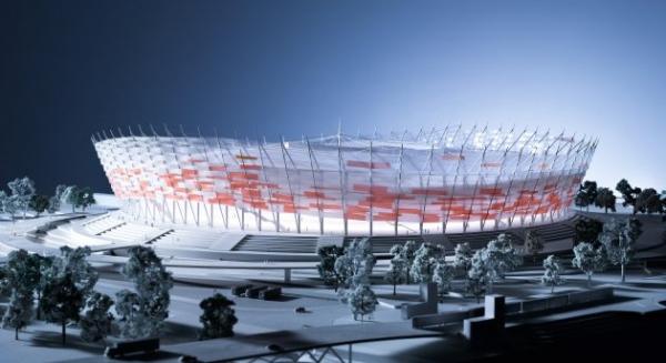 Stadion Narodowy projekt nocą perspektywa